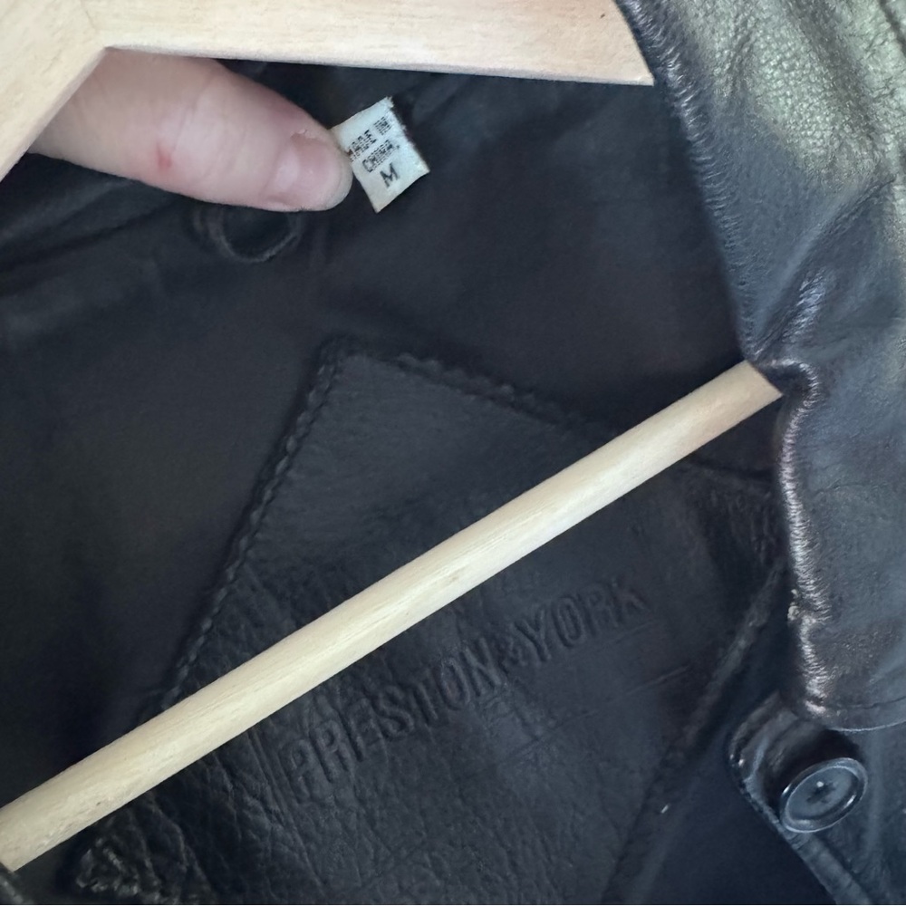 Preston & York Black Leather Button-Front Jacket - Picture 5 of 12
